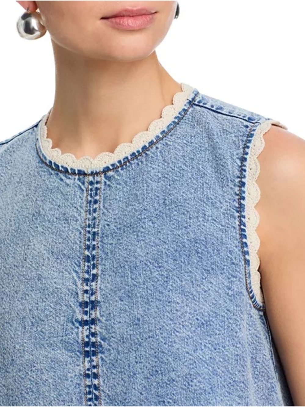 NWT FRAME The Crochet Tide Denim Western Dress - size small - Picture 3 of 16